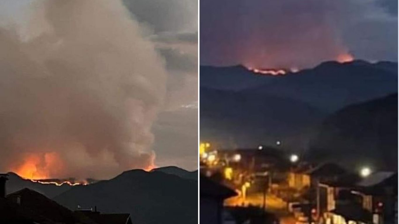 Български хеликотери гасят пожар на границата с Гърция